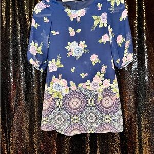 Amy Byer Navy Floral Kids Dress